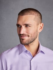 Lilac Purple Textured Slim Fit Signature Super Non Iron Single Cuff Shirt with Cutaway Collar - Image 1 of 7