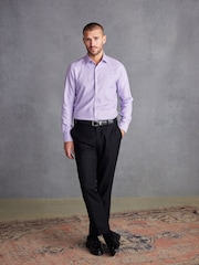 Lilac Purple Textured Slim Fit Signature Super Non Iron Single Cuff Shirt with Cutaway Collar - Image 2 of 7