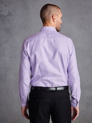 Lilac Purple Textured Slim Fit Signature Super Non Iron Single Cuff Shirt with Cutaway Collar - Image 3 of 7