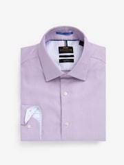 Lilac Purple Textured Slim Fit Signature Super Non Iron Single Cuff Shirt with Cutaway Collar - Image 7 of 7