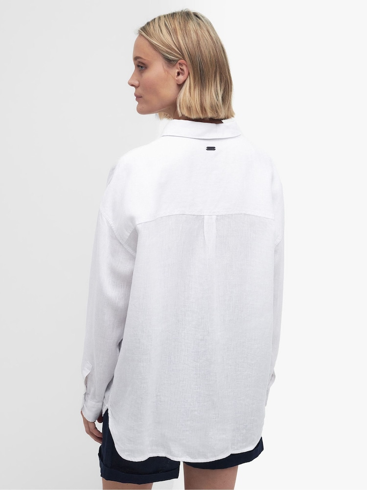 Barbour® White Hampton Relaxed Fit Linen Shirt - Image 2 of 6 Barbour® White Hampton Relaxed Fit Linen Shirt - Image 2 of 6