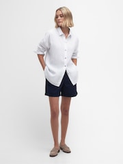 Barbour® White Hampton Relaxed Fit Linen Shirt - Image 3 of 6