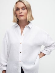 Barbour® White Hampton Relaxed Fit Linen Shirt - Image 4 of 6