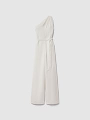 Reiss Ivory Luana One-Shoulder Belted Jumpsuit - Image 2 of 6