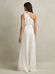 Reiss Ivory Luana One-Shoulder Belted Jumpsuit - Image 4 of 6