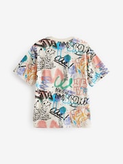 Ecru Cream Graffiti All-Over Print Short Sleeves 100% Cotton T-Shirt (3-16yrs) - Image 2 of 3