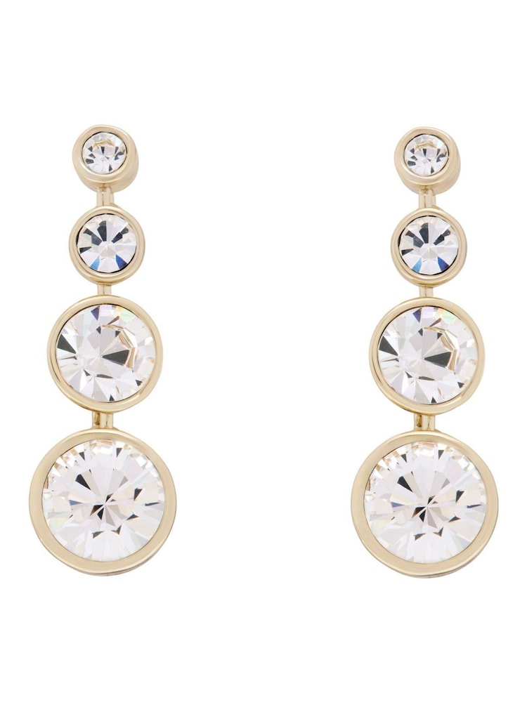 Karen Millen Gold Tone Crystal Flow Drop Earrings - Image 6 of 6 Karen Millen Gold Tone Crystal Flow Drop Earrings - Image 6 of 6