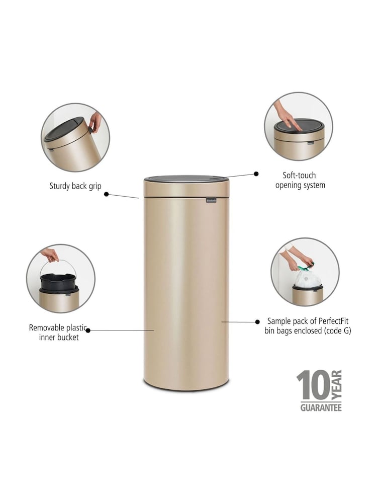Brabantia Cream New 30L Touch Bin - Image 6 of 6