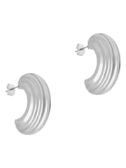 Karen Millen Silver Tapered Hoop Earrings - Image 4 of 6