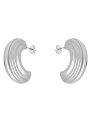 Karen Millen Silver Tapered Hoop Earrings - Image 5 of 6