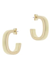 Karen Millen Gold Tone Logo Hoop Earrings - Image 1 of 6