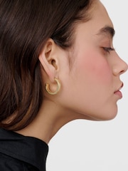 Karen Millen Gold Tone Logo Hoop Earrings - Image 5 of 6