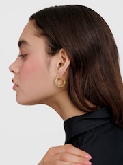 Karen Millen Gold Tone Logo Hoop Earrings - Image 6 of 6
