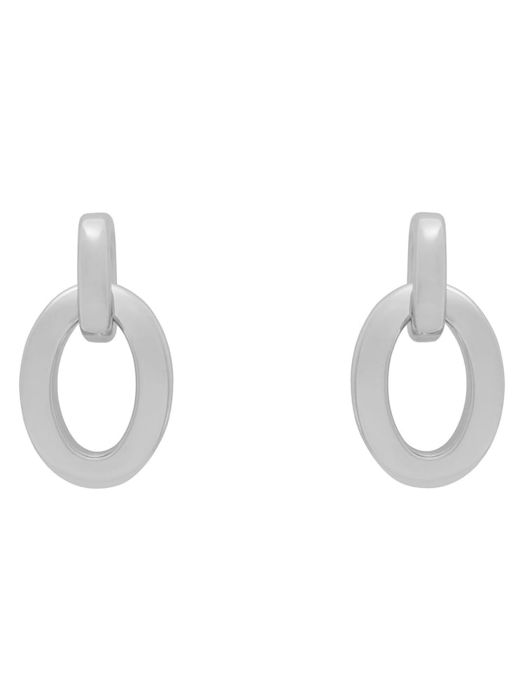 Karen Millen Silver Tone Chain Link Drop Earrings - Image 1 of 6 Karen Millen Silver Tone Chain Link Drop Earrings - Image 1 of 6
