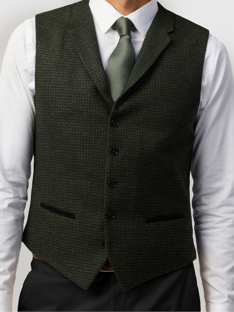 Ted Baker Tailoring Black Tailored Fit  Puppytooth Waistcoat - Image 2 of 2