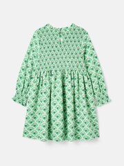 Joules Gracie Green Long Sleeve Shirred Dress - Image 2 of 5