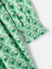 Joules Gracie Green Long Sleeve Shirred Dress - Image 4 of 5