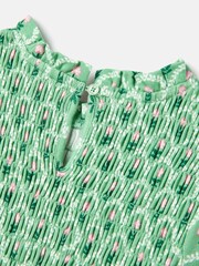Joules Gracie Green Long Sleeve Shirred Dress - Image 5 of 5
