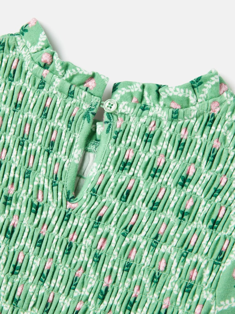 Joules Gracie Green Long Sleeve Shirred Dress - Image 5 of 5