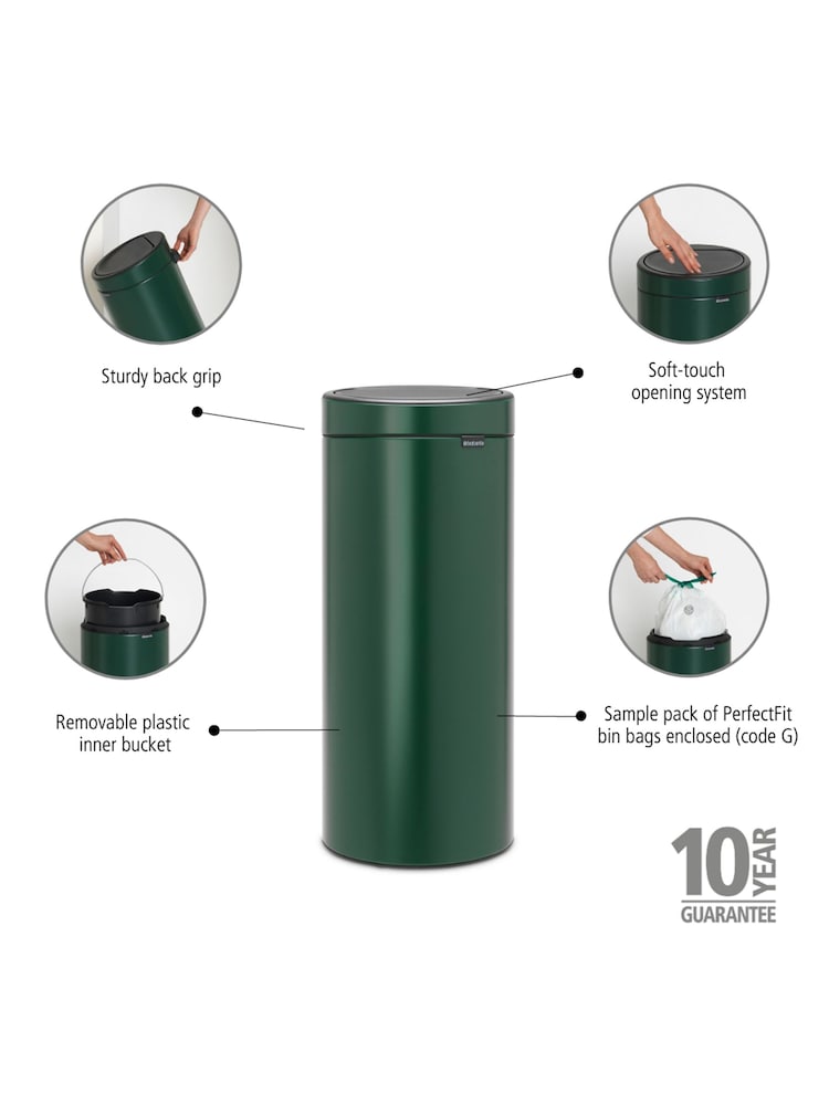 Brabantia Green New 30L Touch Bin - Image 2 of 6