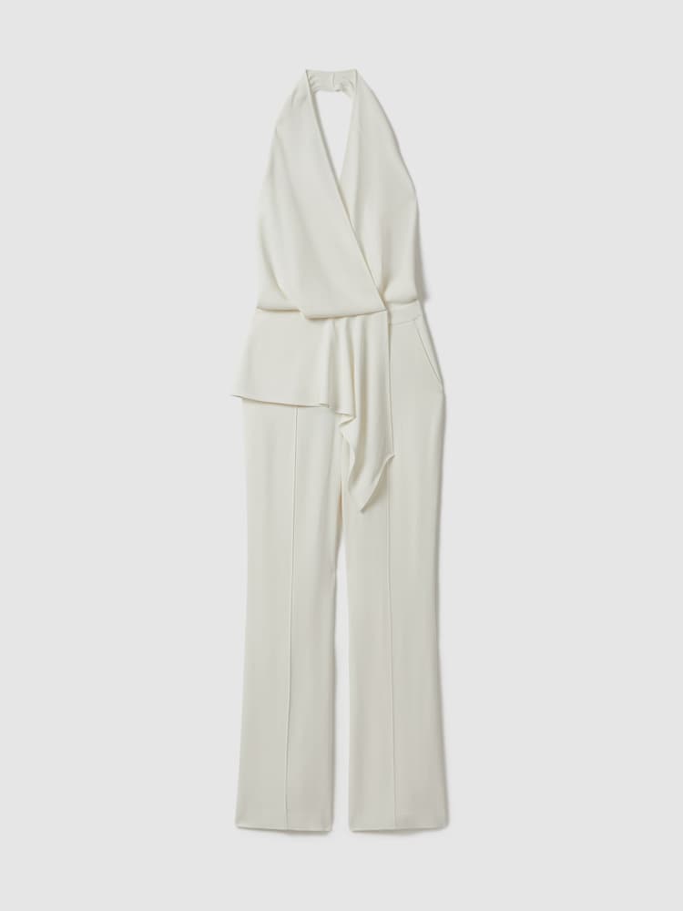 Reiss Ivory April Drape Front Bridal Jumpsuit - Image 2 of 5