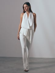 Reiss Ivory April Drape Front Bridal Jumpsuit - Image 3 of 5