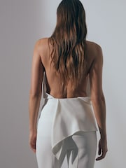 Reiss Ivory April Drape Front Bridal Jumpsuit - Image 4 of 5