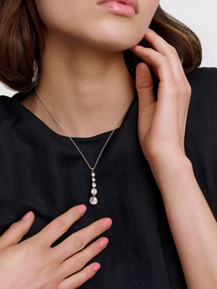 Karen Millen Gold Tone Crystal Flow Pendant - Image 1 of 6 Karen Millen Gold Tone Crystal Flow Pendant - Image 1 of 6