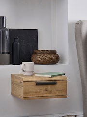 Dark Bronx Oak Effect Wall Mounted Bedside Table - Image 1 of 7
