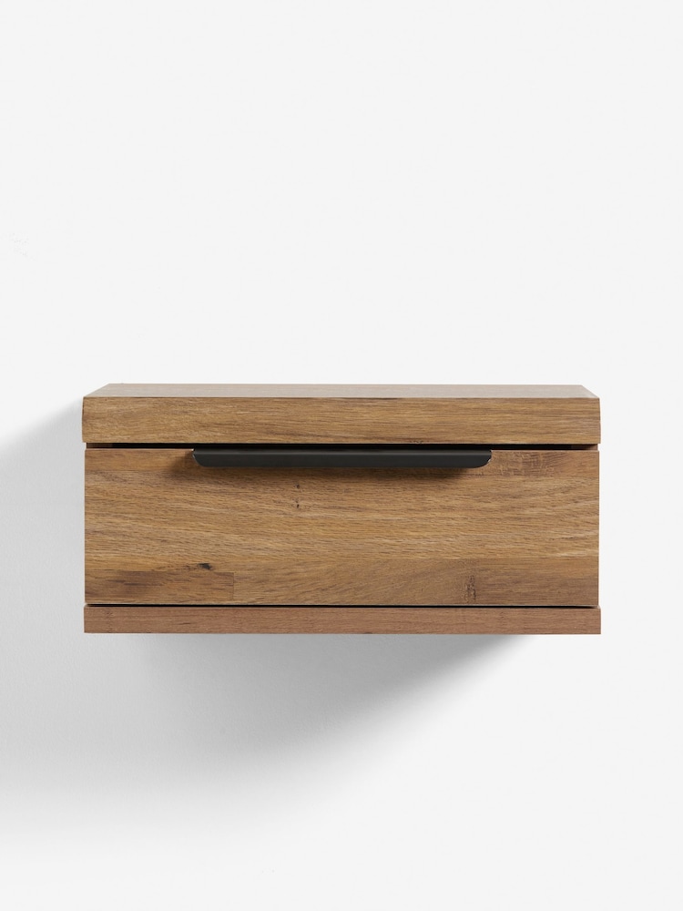 Dark Bronx Oak Effect Wall Mounted Bedside Table - Image 2 of 7