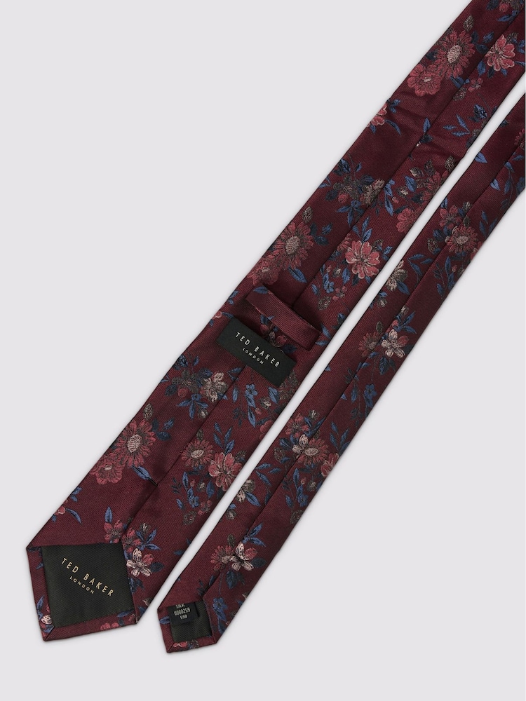 Ted Baker Tailoring Red ic Floral Tie - Image 2 of 2 Ted Baker Tailoring Red ic Floral Tie - Image 2 of 2