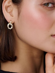 Karen Millen Gold Tone Crystal Chain Link Drop Earrings - Image 3 of 6
