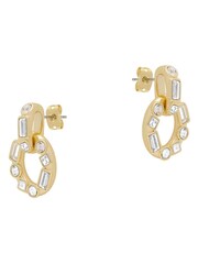 Karen Millen Gold Tone Crystal Chain Link Drop Earrings - Image 4 of 6