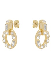 Karen Millen Gold Tone Crystal Chain Link Drop Earrings - Image 5 of 6