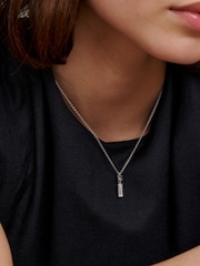 Karen Millen Silver Tone Crystal Baguette Pendant Necklace - Image 1 of 6