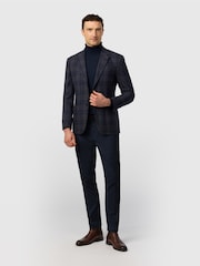 Ted Baker Tailoring Blue Tailored Fit  Wine Check Blazer - Image 2 of 5