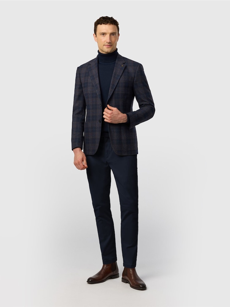 Ted Baker Tailoring Blue Tailored Fit Wine Check Blazer - Image 2 of 5 Ted Baker Tailoring Blue Tailored Fit Wine Check Blazer - Image 2 of 5