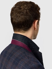 Ted Baker Tailoring Blue Tailored Fit  Wine Check Blazer - Image 4 of 5