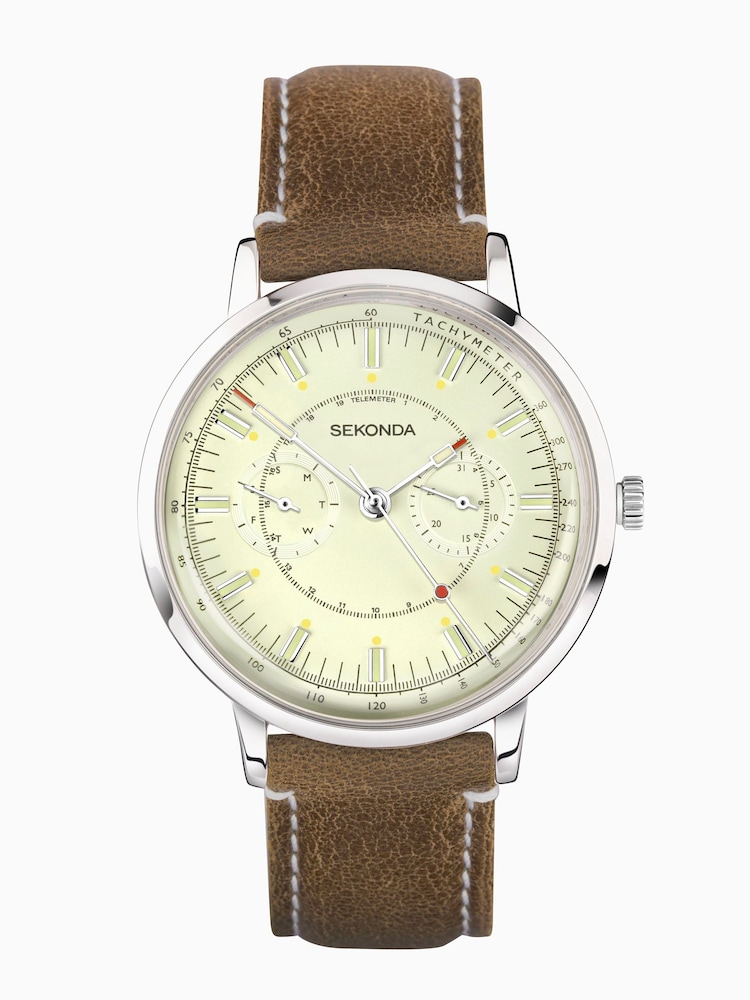 Sekonda Mens Leather Strap Brown Watch - Image 1 of 5