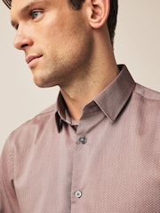 Damson Pink Regular Fit Single Cuff Textured Cotton Shirt - Image 3 of 7