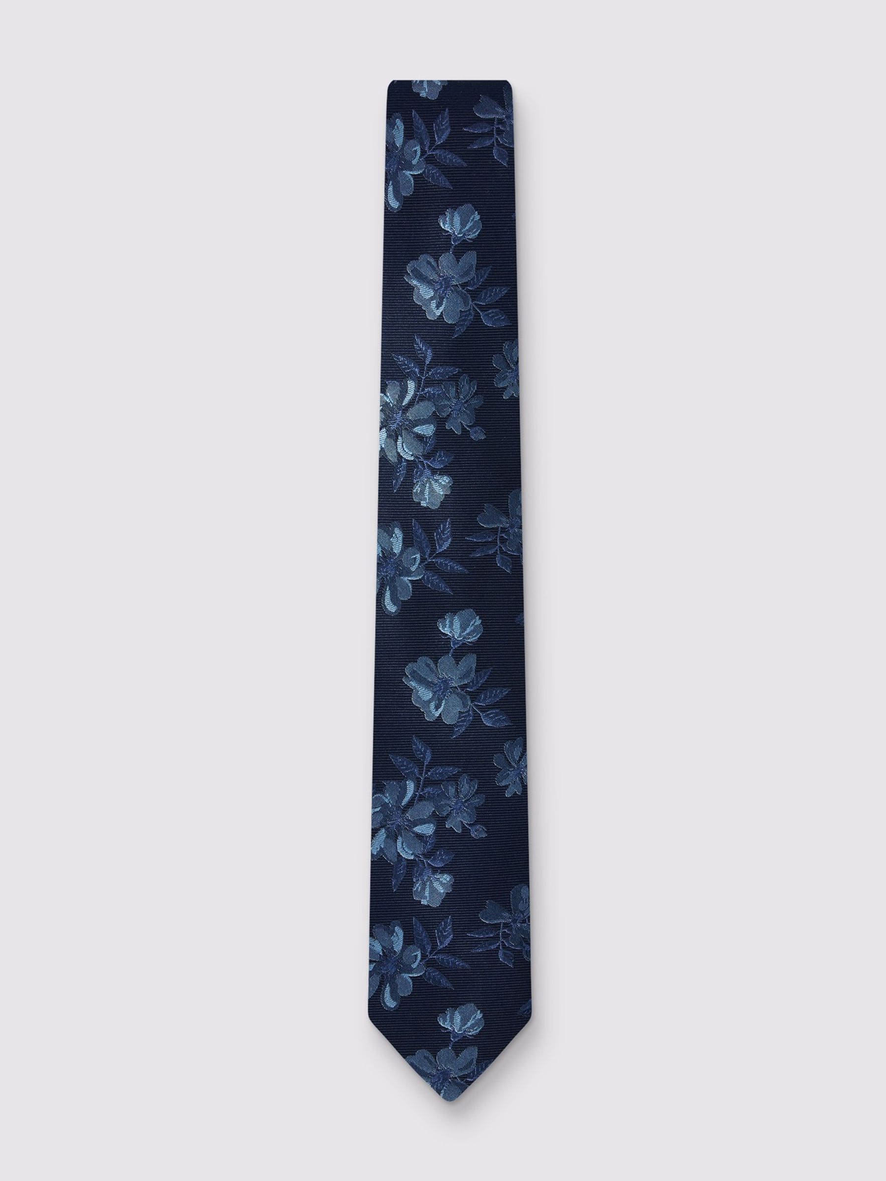 Ted Baker Tailoring Men's Blue Magnolia Floral Silk Tie - Image 1