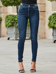 Sosandar Dark Blue Chain Detail Skinny Jeans - Image 1 of 5
