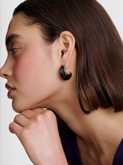 Karen Millen Black Tapered Hoop Earrings - Image 1 of 6