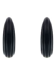 Karen Millen Black Tapered Hoop Earrings - Image 6 of 6