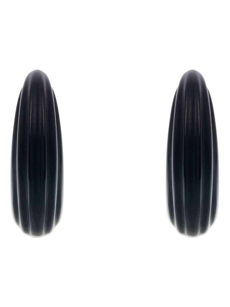 Karen Millen Black Tapered Hoop Earrings - Image 6 of 6 Karen Millen Black Tapered Hoop Earrings - Image 6 of 6