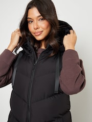 Threadbare Black Longline Padded Gilet - Image 2 of 5