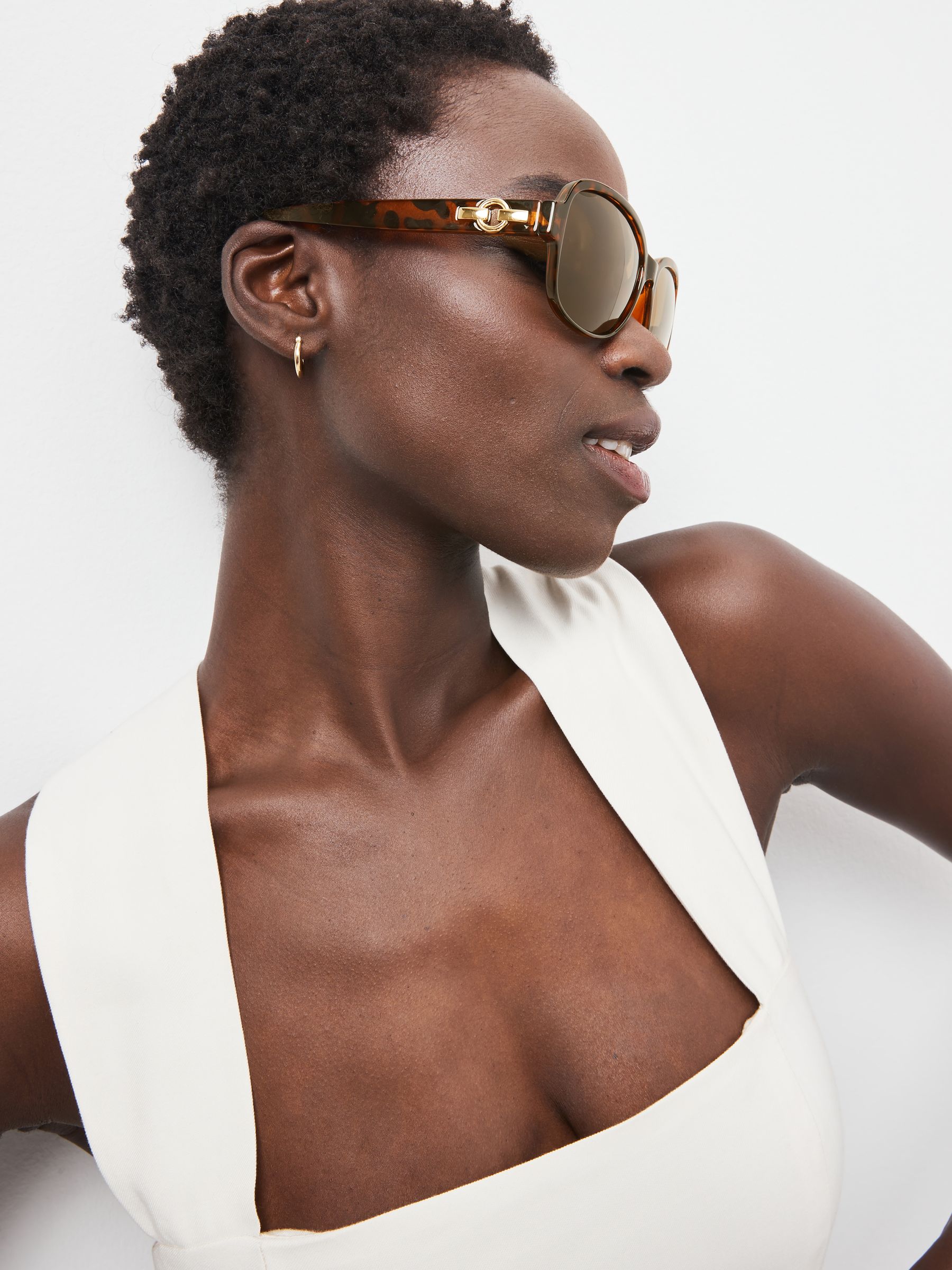 Buy Tortoiseshell Brown Polarised Small Square Sunglasses from the Next UK online shop
