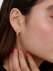 Karen Millen Gold Tone Crystal Hoop Earrings - Image 1 of 6