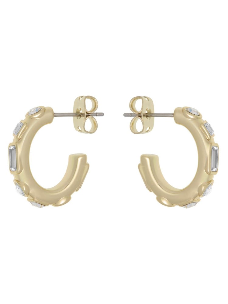 Karen Millen Gold Tone Crystal Hoop Earrings - Image 6 of 6 Karen Millen Gold Tone Crystal Hoop Earrings - Image 6 of 6