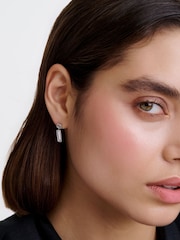 Karen Millen Silver Tone Crystal Baguette Drop Earrings - Image 1 of 6